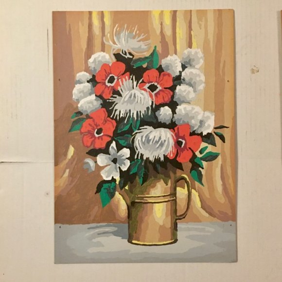 Paint by Number Vintage Poppies Floral 1960s Mid Century Ready To Frame Gallery - Picture 2 of 5